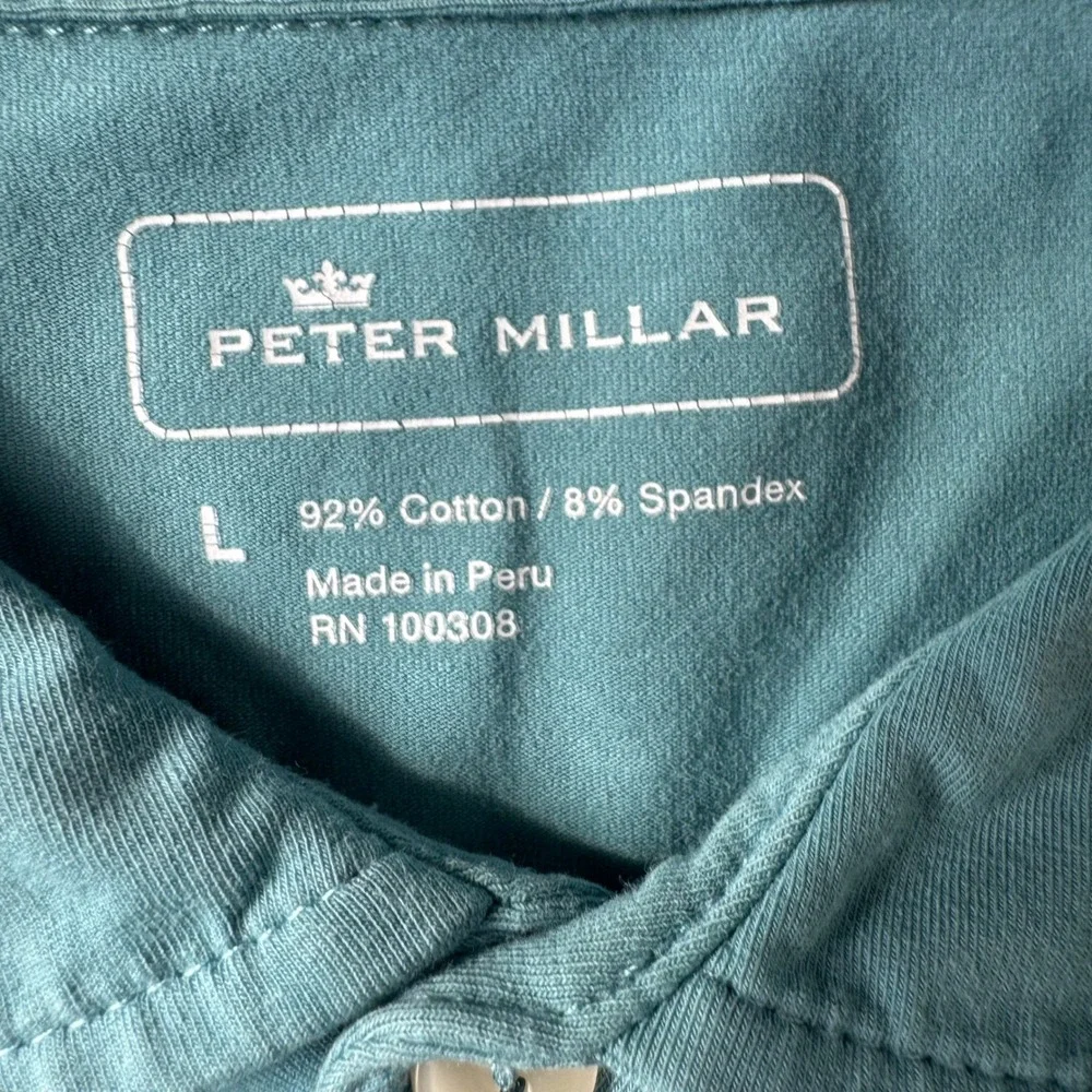 Peter Millar Seaside Wash‎ Polo Shirt L Aqua Green Stretch Cotton Comfort 1912